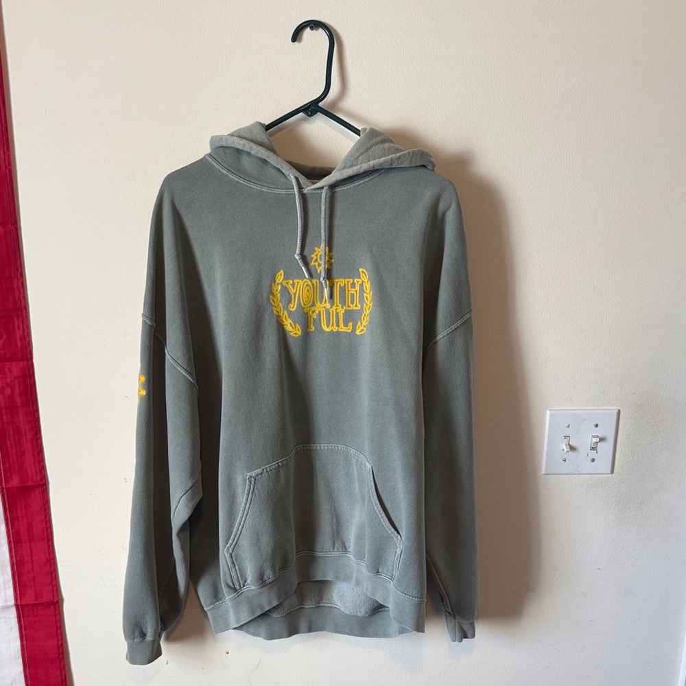 PacSun Gray Hoodie with Yellow Embroidery